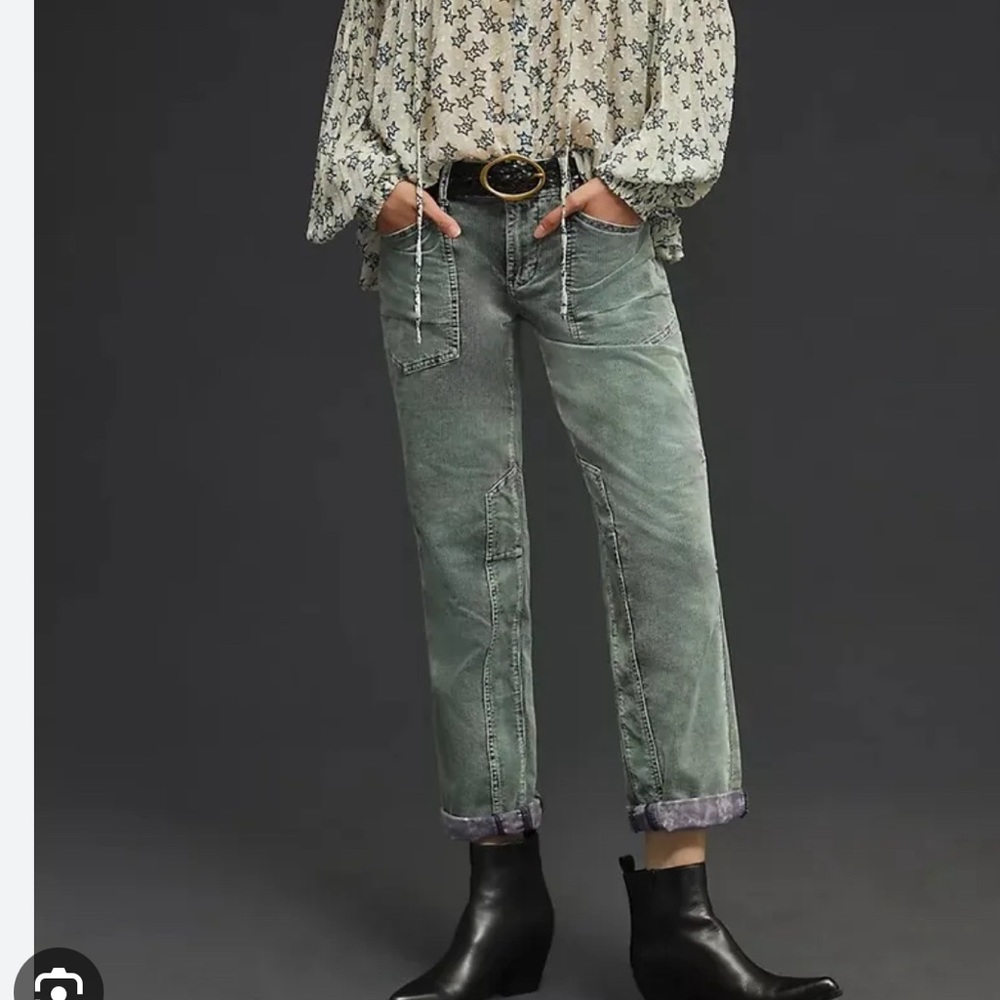 Anthropologie The wanderer corded pants green and blue size 31 NWT